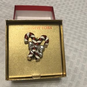 Jone New York Brooch Silver -Tone Candy Cane Pin